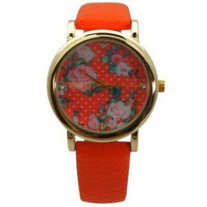 Olivia Pratt Solid Colors with Flowers Details Women Watch